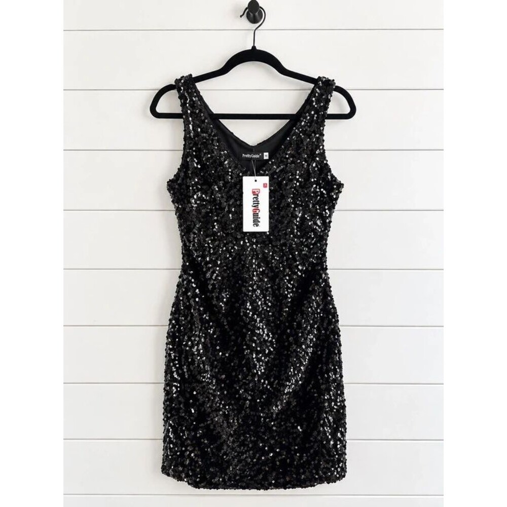 Medium PrettyGuide Black Sequin Mini Dress